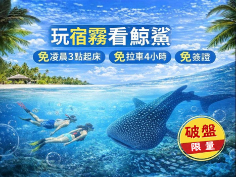 中秋雙十早鳥省♯【６人成行．菲去宿霧半自助５日】歐斯陸鯨鯊共游、墨寶沙丁魚風暴、贈市區觀光[含稅]